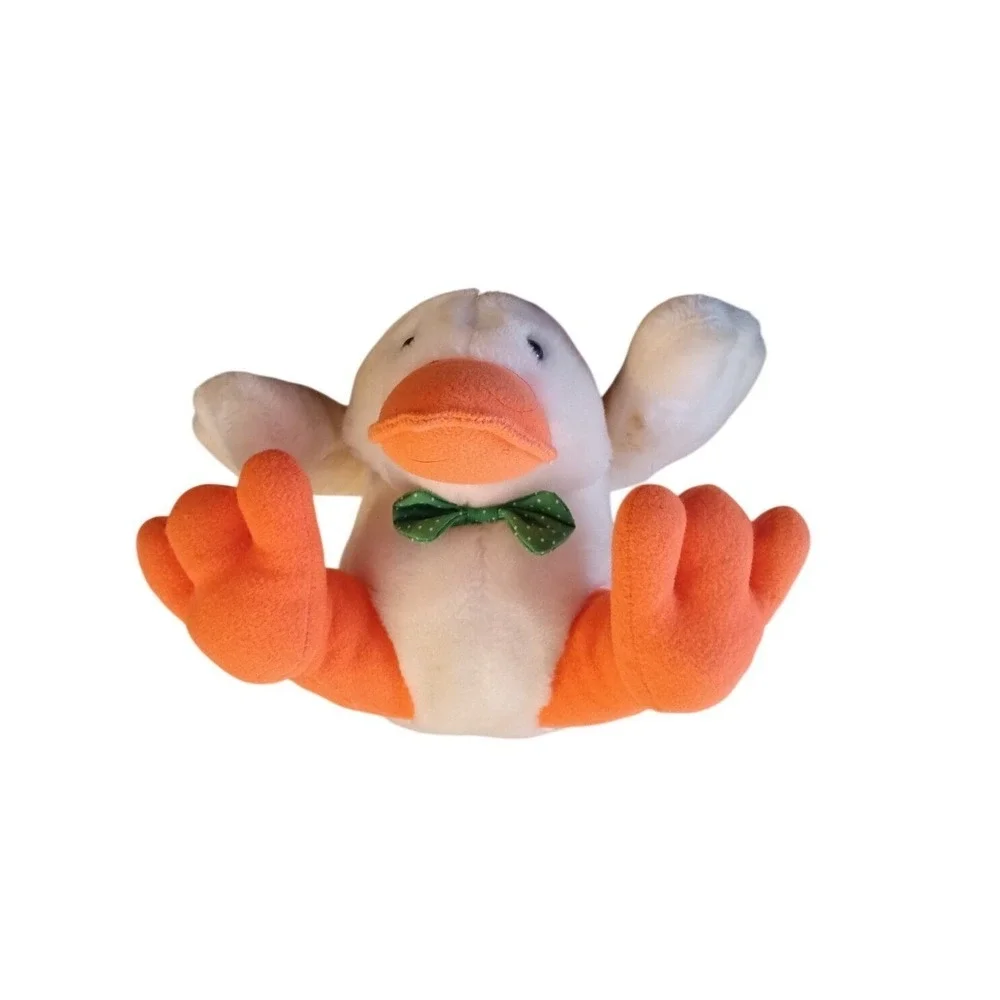 Vintage 24K Special Effects Duck Plush White‎ Orange Green Bow Tie 6 Inch Toy